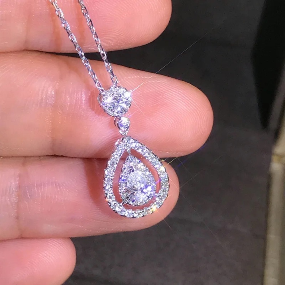 NEW 925 SILVER DIAMOND NECKLACE